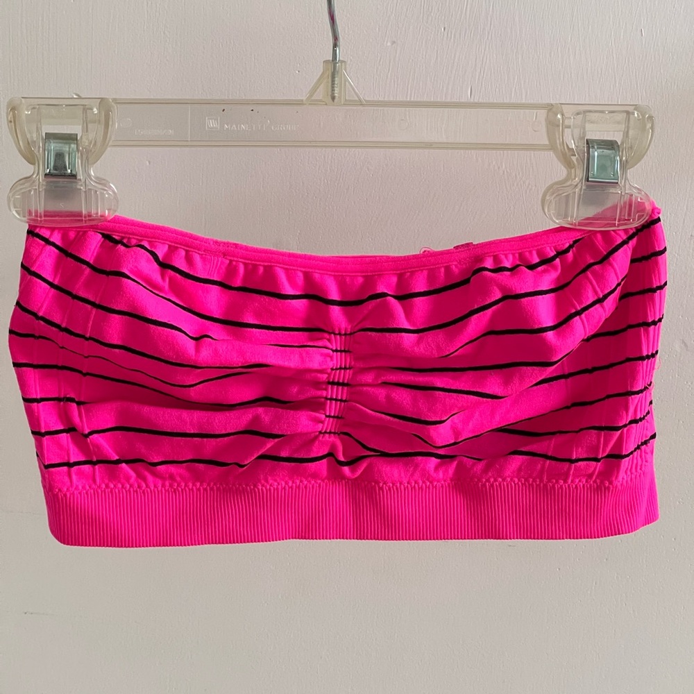 pink bandeau with black stripes